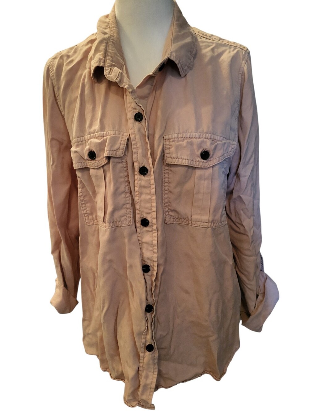 Knox Rose Button-Down Utility Shirt Pink sz L